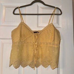 Zara Yellow Lace Trim Cami Top